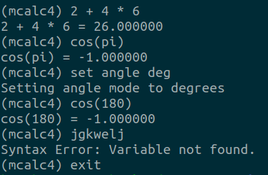 M-Calculator command line output